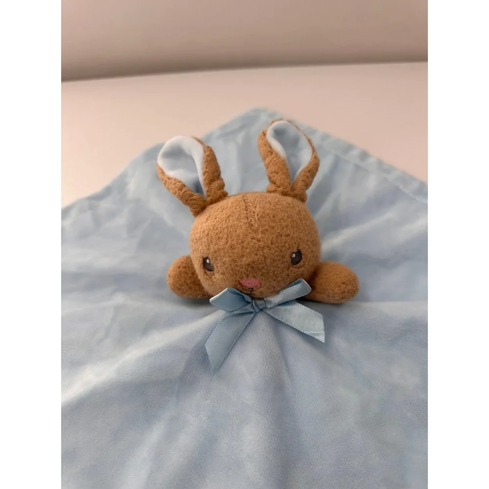 MTY International Bunny Lovey Security Blanket Blue Brown Plush Stuffed Animal